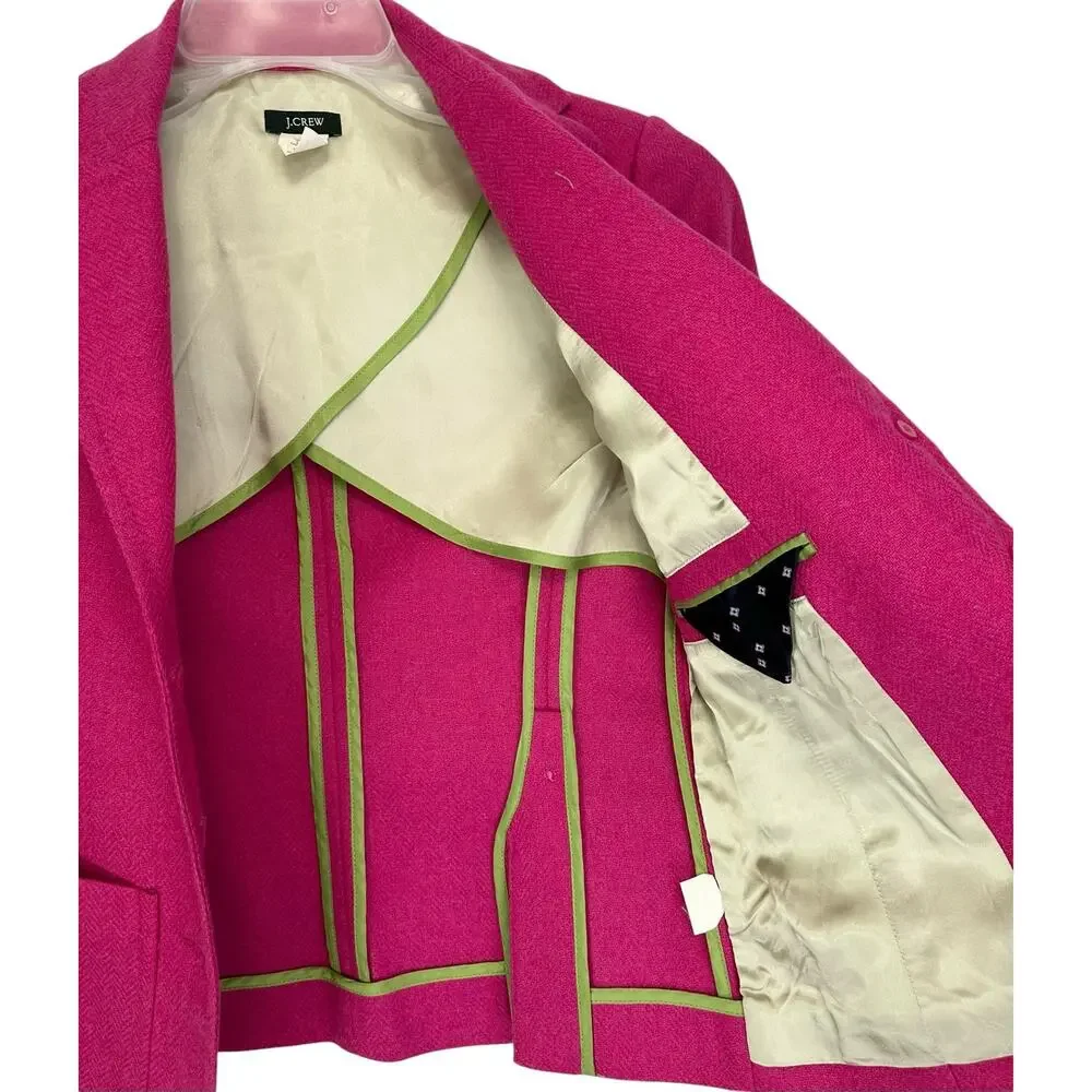 J. Crew Vintage Robert Noble Scottish Wool Herringbone Blazer Pink 70309 Size 2